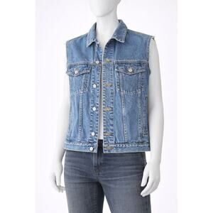 Eddie Bauer Denim Vest Mens S Blue Jean Trucker Sleeveless Western Casual y2k